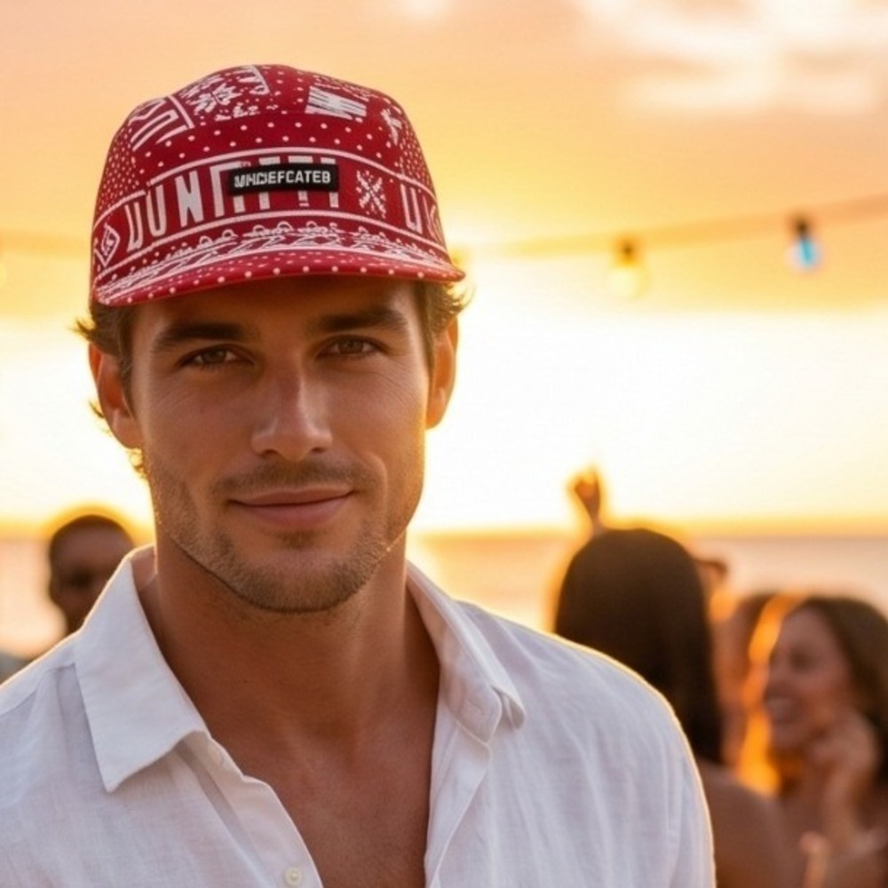 Undefeated Red Fair Isle Holiday 5 Panel Camper Hat Mens Adjustable Strapback